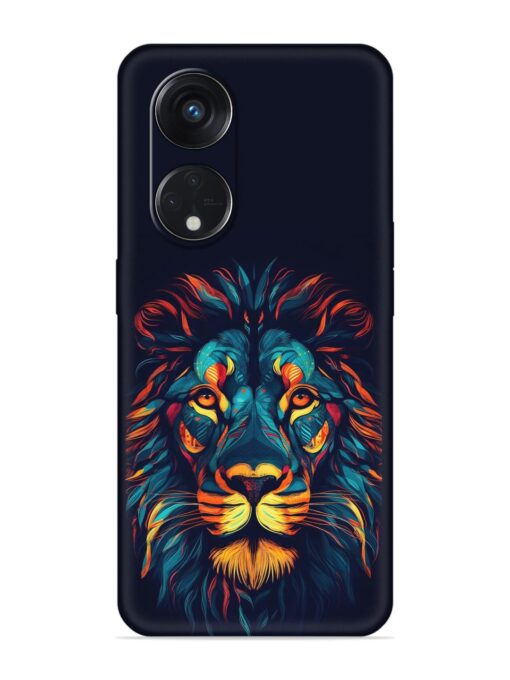 Colorful Lion Embossed Soft Silicone Case for Oppo Reno 8T (5G)