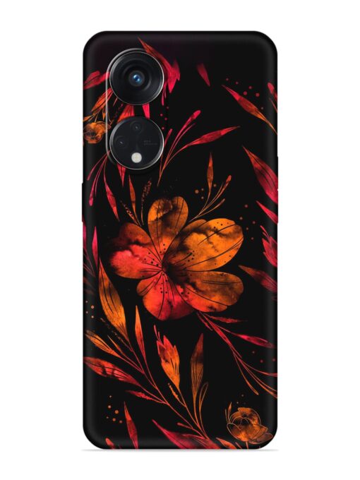 Red Flower Painting Embossed Soft Silicone Case for Oppo Reno 8T (5G) Zapvi