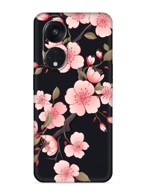 Cherry Blossom Embossed Soft Silicone Case for Oppo Reno 8T (5G)