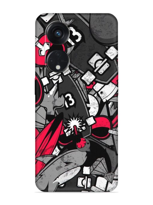 Fictional Doodle Embossed Soft Silicone Case for Oppo Reno 8T (5G) Zapvi