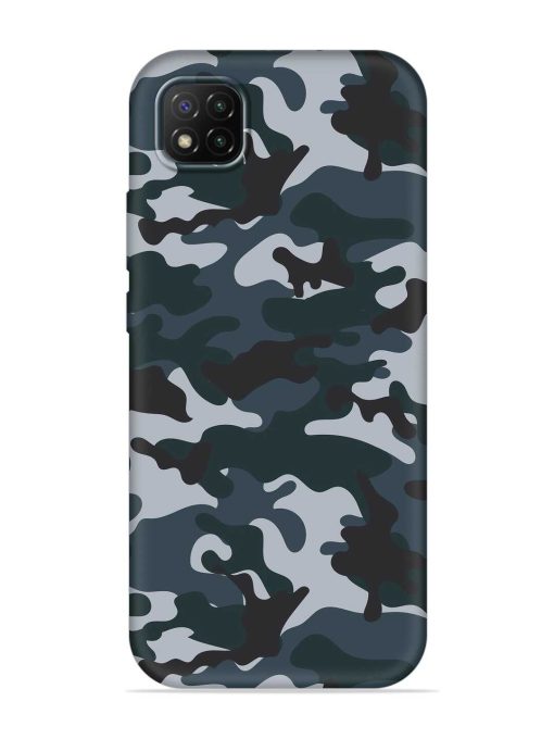 Dark Blue Army Military Art Embossed Soft Silicone Case for Poco C3 Zapvi