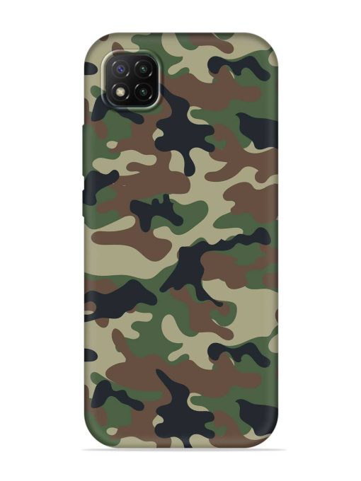 Army Military Camouflage Dark Green Embossed Soft Silicone Case for Poco C3 Zapvi