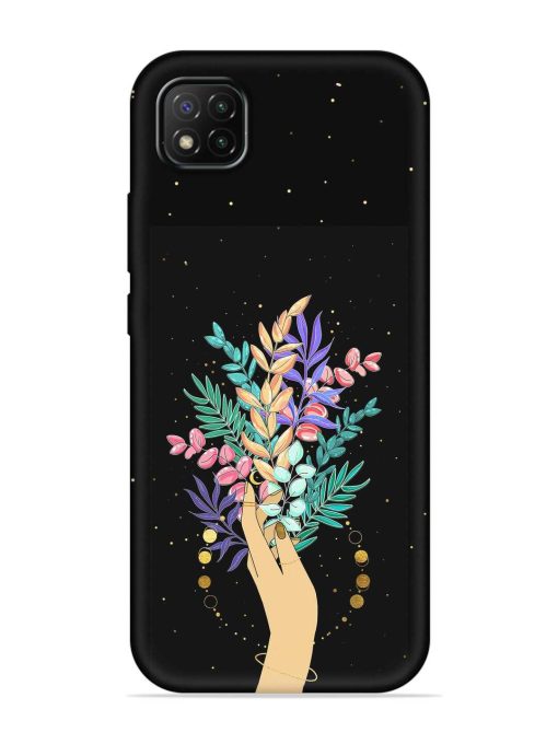 Flower On Hand Embossed Soft Silicone Case for Poco C3 Zapvi