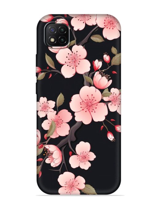 Cherry Blossom Embossed Soft Silicone Case for Poco C3 Zapvi