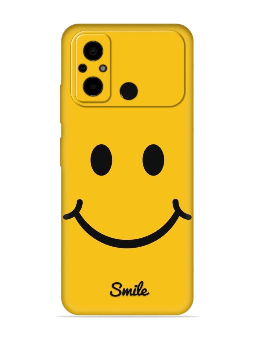 Yellow Smiley Embossed Soft Silicone Case for Poco C55 Zapvi