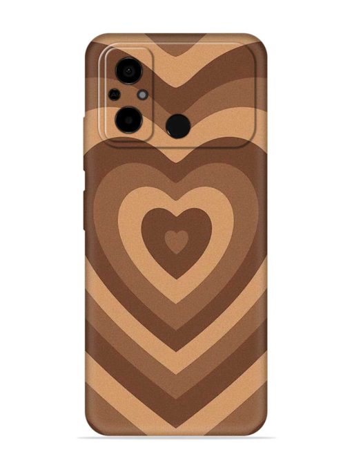 Brown Heart Embossed Soft Silicone Case for Poco C55 Zapvi