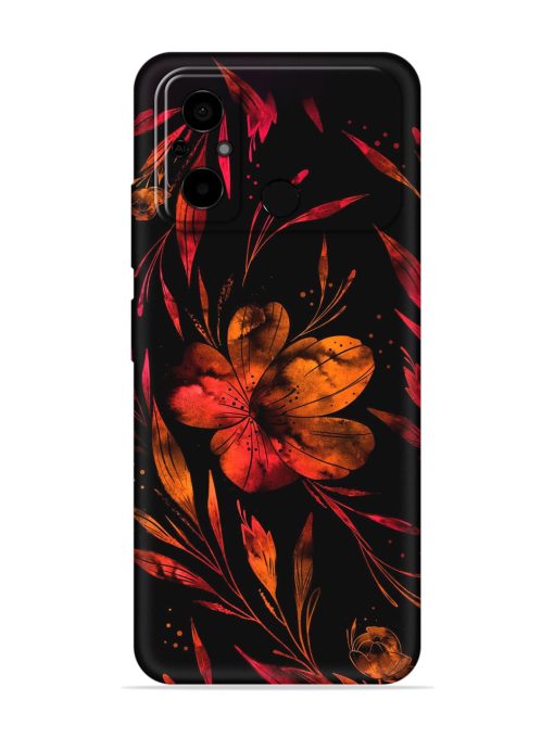 Red Flower Painting Embossed Soft Silicone Case for Poco C55 Zapvi