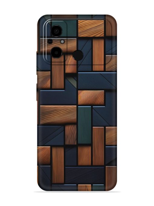 Wooden Background Cubes Embossed Soft Silicone Case for Poco C55 Zapvi