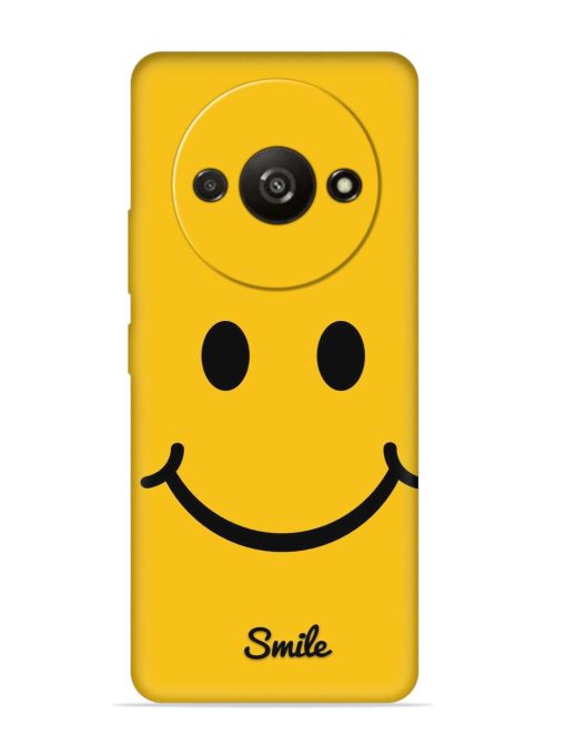 Yellow Smiley Embossed Soft Silicone Case for Poco C61 Zapvi