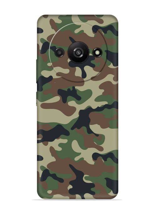 Army Military Camouflage Dark Green Embossed Soft Silicone Case for Poco C61 Zapvi