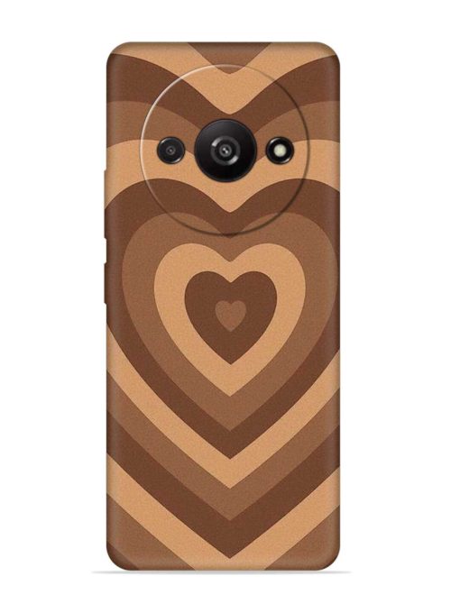 Brown Heart Embossed Soft Silicone Case for Poco C61 Zapvi