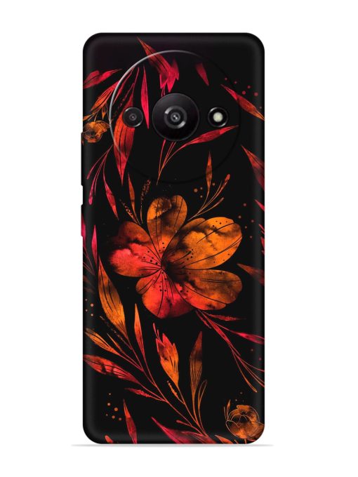 Red Flower Painting Embossed Soft Silicone Case for Poco C61