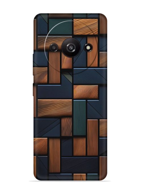 Wooden Background Cubes Embossed Soft Silicone Case for Poco C61 Zapvi