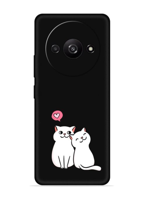 Cute Loving Cats Embossed Soft Silicone Case for Poco C61 Zapvi