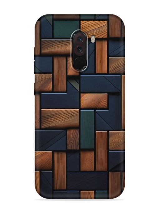 Wooden Background Cubes Embossed Soft Silicone Case for Poco F1