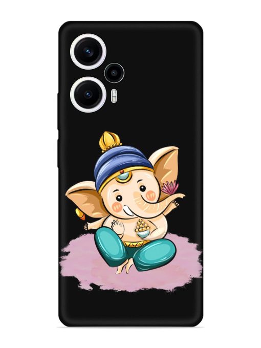 Bal Ganesh Vector Art Embossed Soft Silicone Case for Poco F5 (5G)