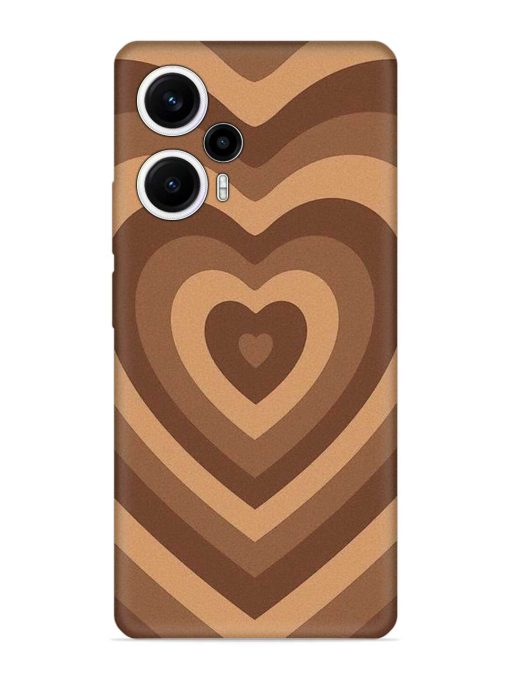 Brown Heart Embossed Soft Silicone Case for Poco F5 (5G) Zapvi