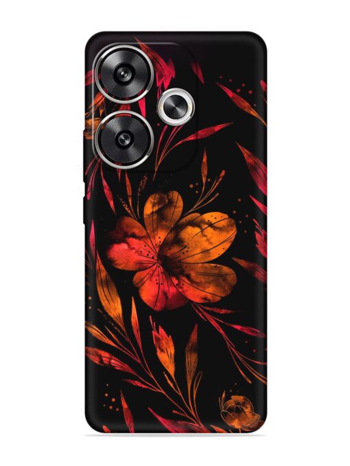 Red Flower Painting Embossed Soft Silicone Case for Poco F6 (5G)