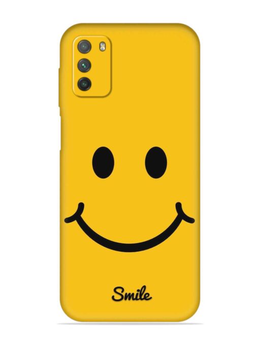 Yellow Smiley Embossed Soft Silicone Case for Poco M3 Zapvi