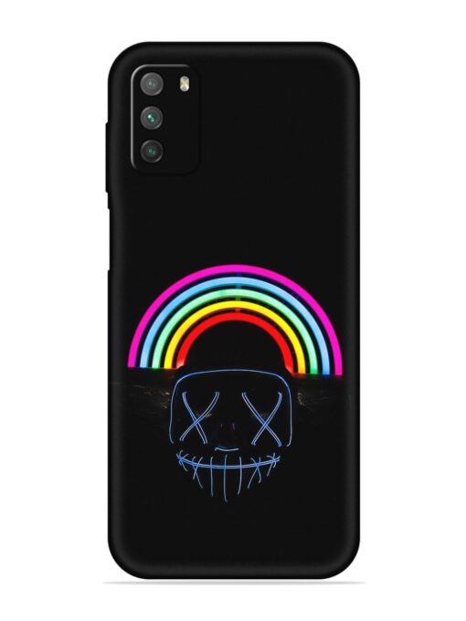 Mask Rainbow Embossed Soft Silicone Case for Poco M3 Zapvi