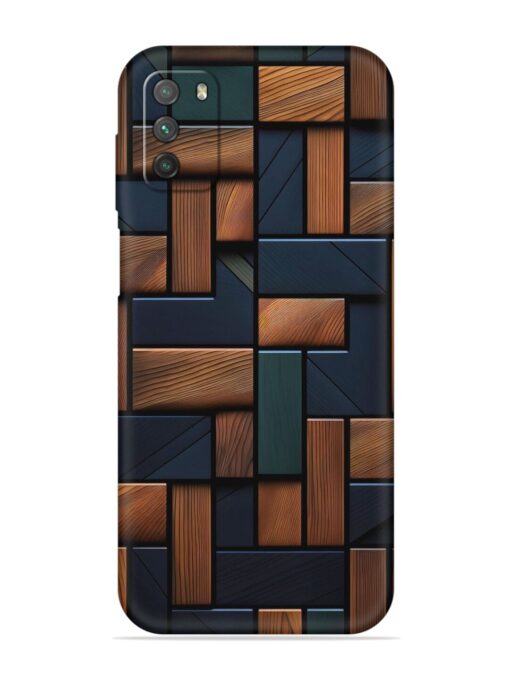 Wooden Background Cubes Embossed Soft Silicone Case for Poco M3 Zapvi