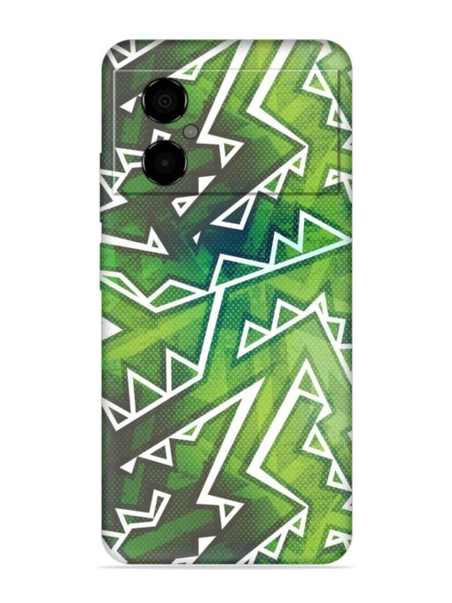 Green Graffiti Seamless Embossed Soft Silicone Case for Poco M4 (5G)