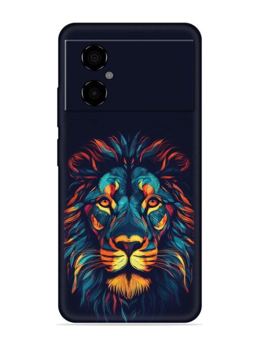 Colorful Lion Embossed Soft Silicone Case for Poco M4 (5G)