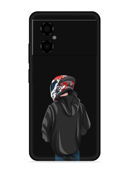 Motorcycle Rider Embossed Soft Silicone Case for Poco M4 (5G)