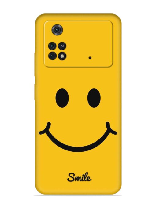 Yellow Smiley Embossed Soft Silicone Case for Poco M4 Pro (4G) Zapvi