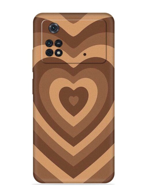 Brown Heart Embossed Soft Silicone Case for Poco M4 Pro (4G) Zapvi