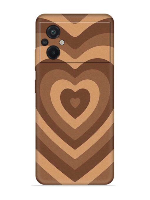 Brown Heart Embossed Soft Silicone Case for Poco M5 Zapvi