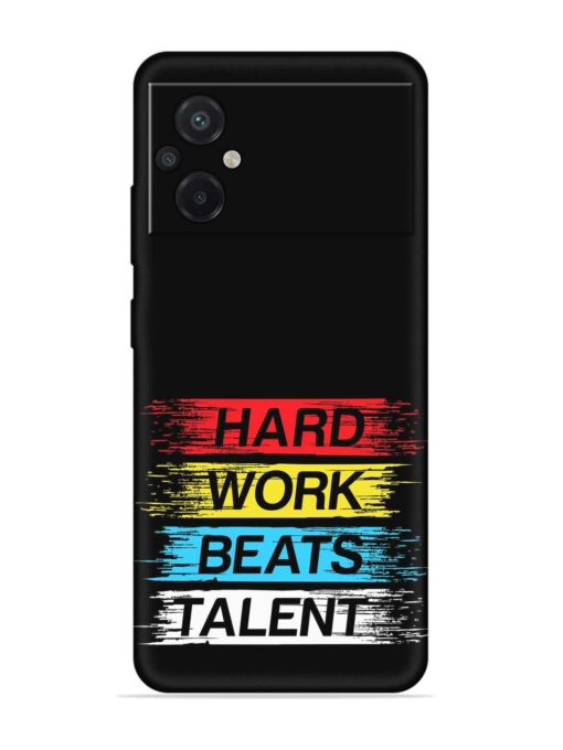 Hard Work Beats Embossed Soft Silicone Case for Poco M5 Zapvi