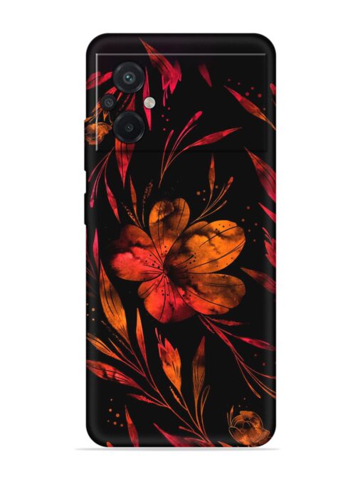 Red Flower Painting Embossed Soft Silicone Case for Poco M5 Zapvi