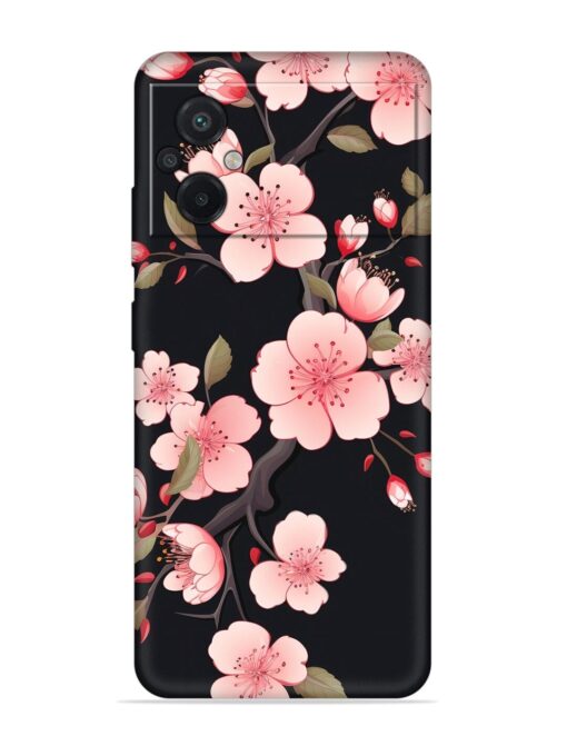 Cherry Blossom Embossed Soft Silicone Case for Poco M5 Zapvi