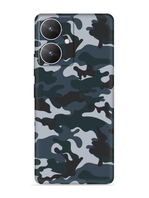 Dark Blue Army Military Art Embossed Soft Silicone Case for Poco M6 (5G)