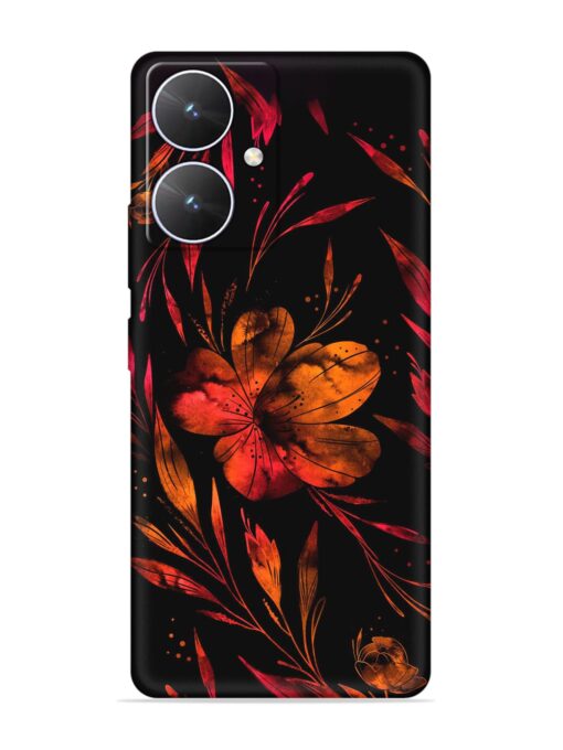 Red Flower Painting Embossed Soft Silicone Case for Poco M6 (5G)