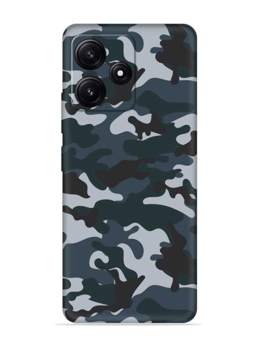 Dark Blue Army Military Art Embossed Soft Silicone Case for Poco M6 Pro (5G) Zapvi