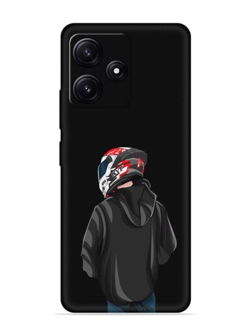 Motorcycle Rider Embossed Soft Silicone Case for Poco M6 Pro (5G)