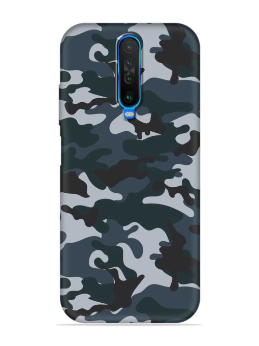 Dark Blue Army Military Art Embossed Soft Silicone Case for Poco X2 Zapvi