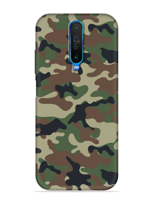 Army Military Camouflage Dark Green Embossed Soft Silicone Case for Poco X2 Zapvi