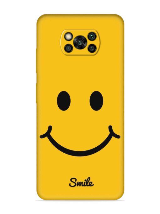 Yellow Smiley Embossed Soft Silicone Case for Poco X3 Zapvi