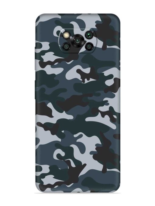 Dark Blue Army Military Art Embossed Soft Silicone Case for Poco X3