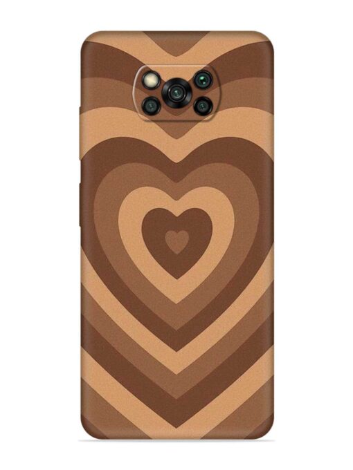 Brown Heart Embossed Soft Silicone Case for Poco X3 Zapvi