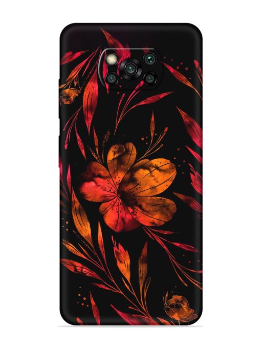 Red Flower Painting Embossed Soft Silicone Case for Poco X3