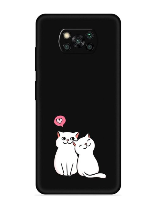 Cute Loving Cats Embossed Soft Silicone Case for Poco X3