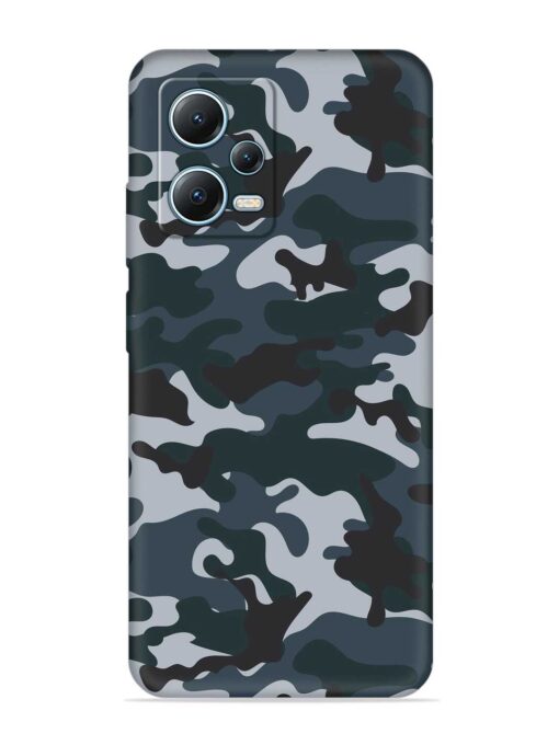 Dark Blue Army Military Art Embossed Soft Silicone Case for Poco X5 (5G) Zapvi