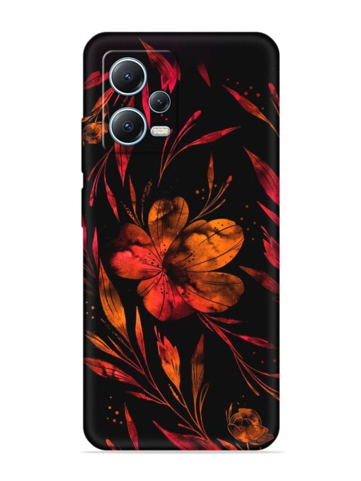 Red Flower Painting Embossed Soft Silicone Case for Poco X5 (5G)