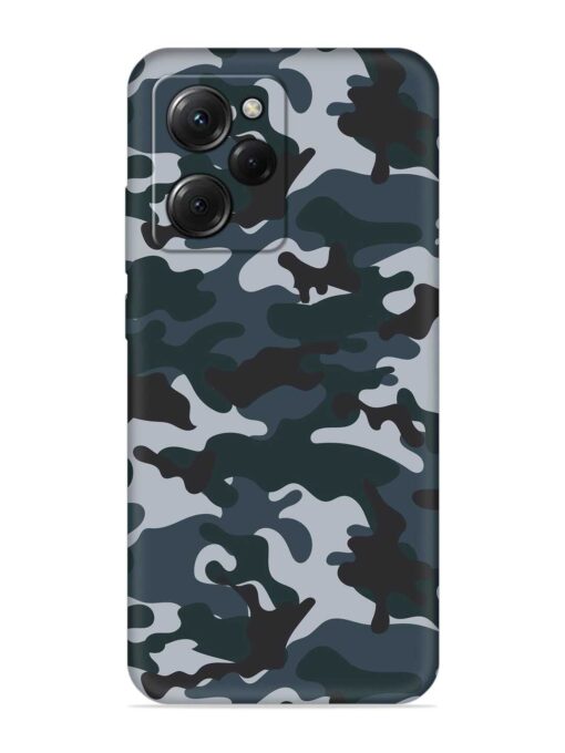 Dark Blue Army Military Art Embossed Soft Silicone Case for Poco X5 Pro (5G)