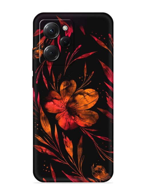 Red Flower Painting Embossed Soft Silicone Case for Poco X5 Pro (5G) Zapvi