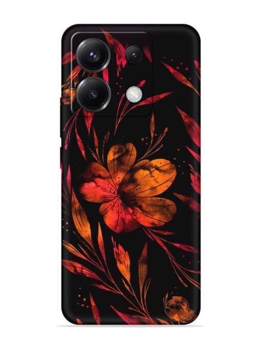 Red Flower Painting Embossed Soft Silicone Case for Poco X6 (5G)